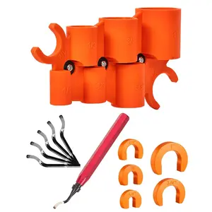 12 Pcs Plumbing Tools Kit with 1/4-1 Inch Depth Gauge and Pipe Deburring Tool & Push-fit Fitting Removal Tools Set, Deburring Tool with 5 High Speed Steel Blades for Copper PVC PEX CPVC Pipes