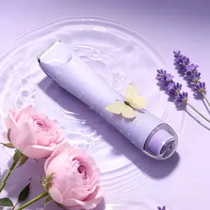Flyant Dual Head Bikini Trimmer for Women, 2 in 1 Electric Shaver for Women, Dual Head Electric Hair Removal Tool, IPX7 Waterproof Public Hair Trimmer with LED, Bikini Razor for Leg Arm Underarm Bikini Area, Gifts for Her - Purple