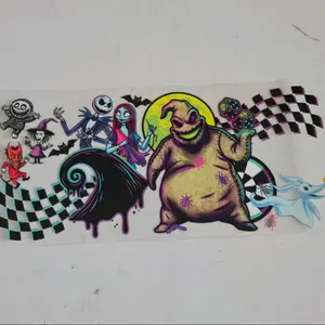 UV DTF Cup Wrap Featuring Classic Characters and Iconic Elements for Unique Design