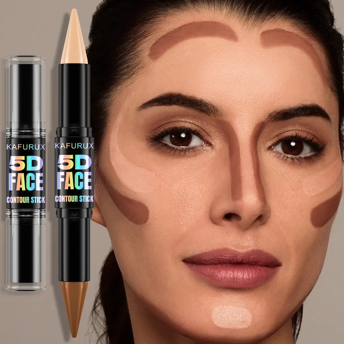 Longlasting Dual-Ended Concealer Cream, Longwear Concealer, Super Coverage, All Day Coverage, Matte Finish, Full Coverage, 5D Face for women Natural Look Suitable for All Skin Types, Light to Medium Tone, Makeup