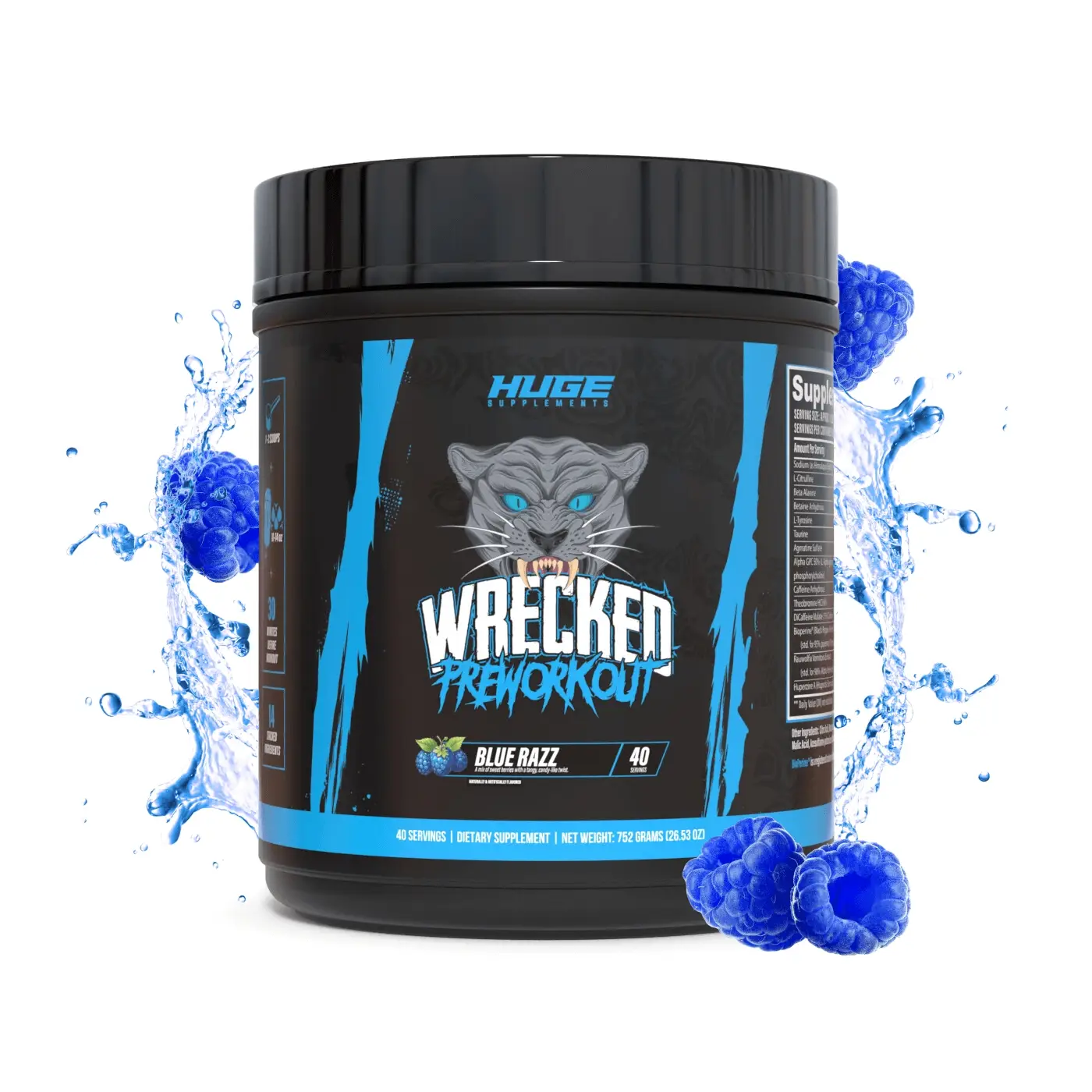 Huge Supplements Wrecked Pre-Workout - Advanced Formula with 10g L-Citrulline, 6...