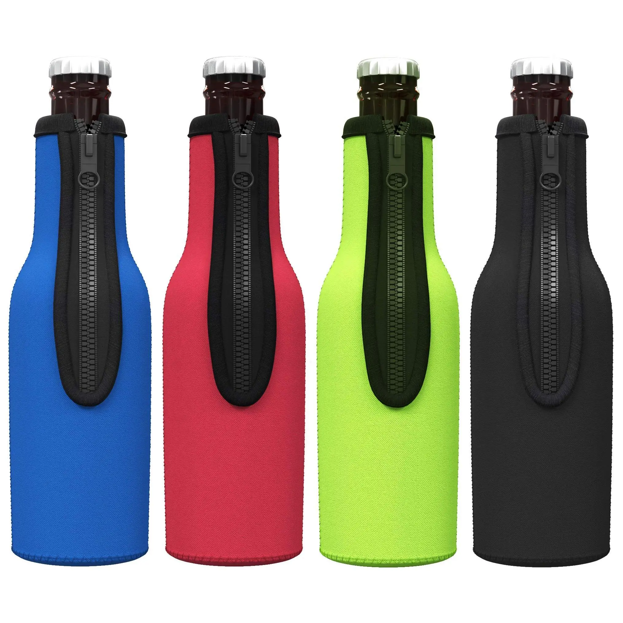 Beer Bottle Insulator Sleeves (multicolor) Neoprene Coolers With Zipper For 12oz Longneck Bottles (multicolor (4-pack))