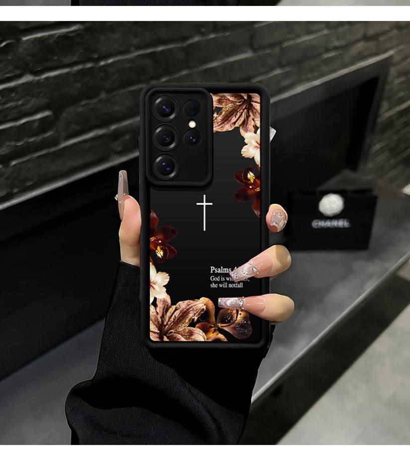 Cross-themed cruciferous Bible verse phone case featuring Jesus; “God is within it”; compatible with Samsung Galaxy S26/S25 and iPhone 17/16/15/14/13/12/11 series; minimalist color scheme.