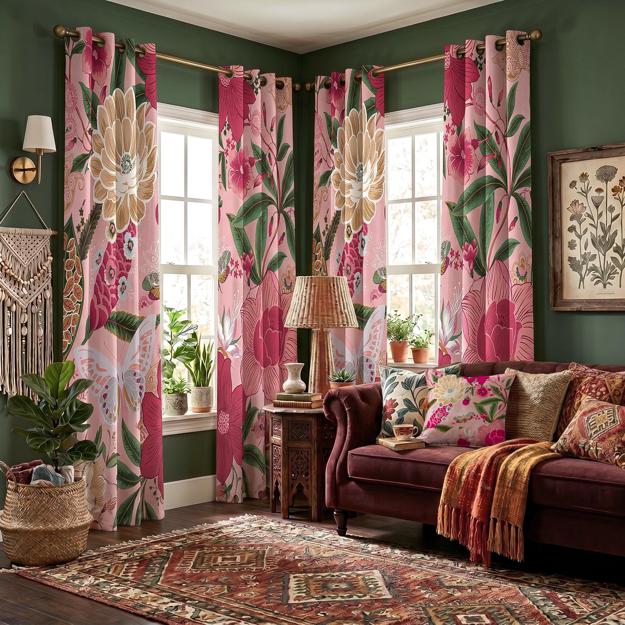 Tyrot Boho Floral 100% Blackout Privacy Grommet Curtains - 2 Panels, Mid-Century Patterned Colorful Drapes, Thermal Insulated Window Treatments, Funky Home Decor for Bedroom, Blackout Curtains, Curtains For Bedroom Tyrot Boho Floral 100% Blackout Privacy Grommet Curtains - 2 Panels, Mid-Century Patterned Colorful Drapes, Thermal Insulated Window Treatments, Funky Home Decor for Bedroom, Blackout Curtains, Curtains For Bedroom