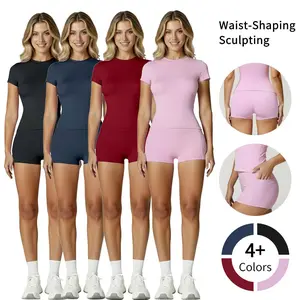 Women's Two Piece Lounge Sets Casual Summer Outfits 2 Piece Short Matching Clothing Set Tracksuit Breathable Sportswear High Waist Athletic Sporty Design Premium Quality