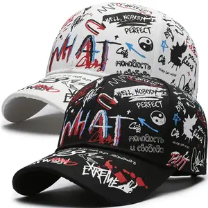 2Pcs Graffiti Print Sun Shading Baseball Cap - Cool Graphic, Retro Streetwear, Sun Defender Styles for All-Season Outdoor Casual Sports Travel, Cool Graphic Hats, Retro Streetwear Hats