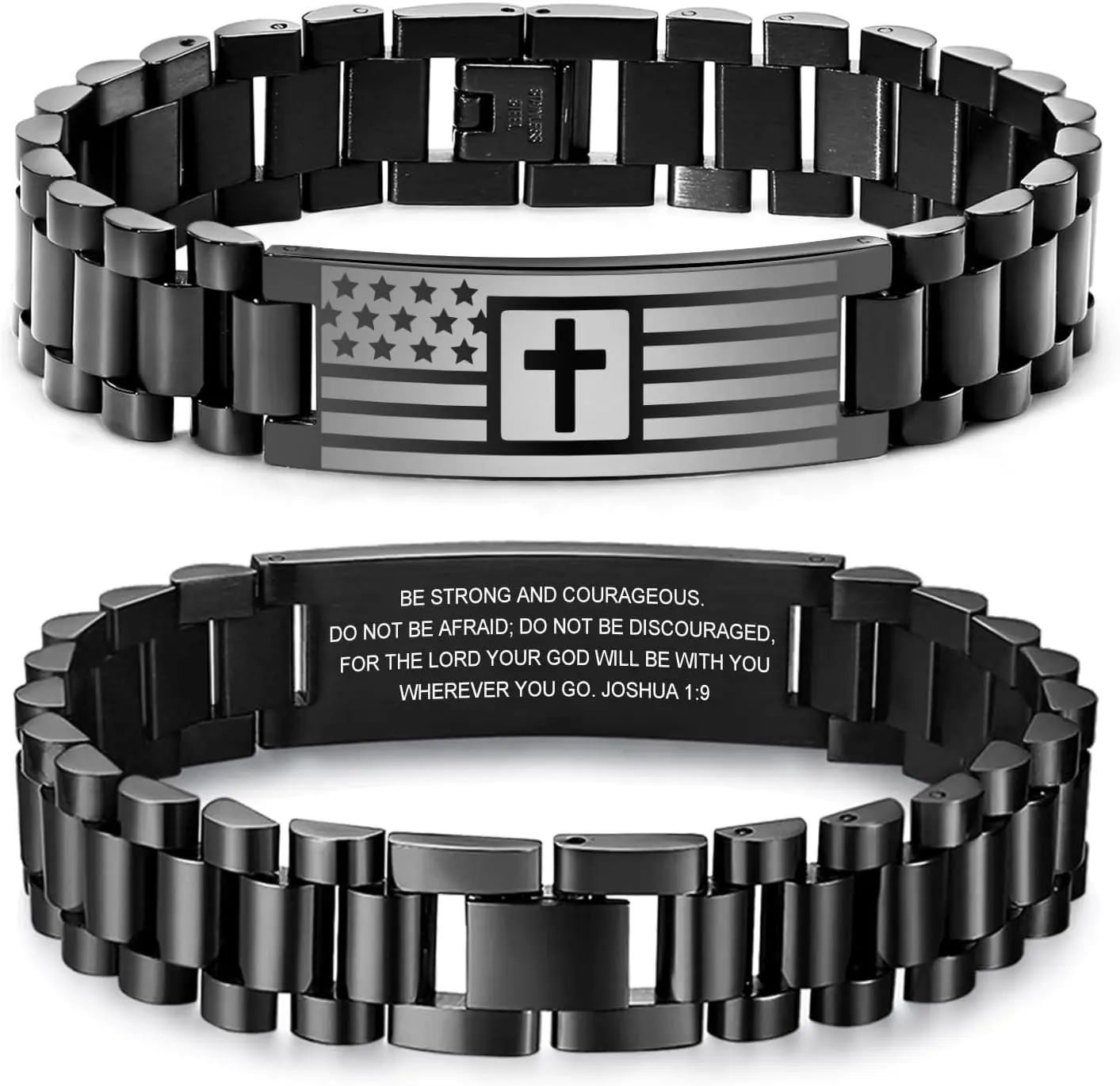 VNOX Steel Alloy Personalized Religious Engraving Bracelet - Inspirational Christian Faith Bible Verse Wristband, Elegant Link Watch Strap Design, Encouragement Gift Idea, Link Bracelet
