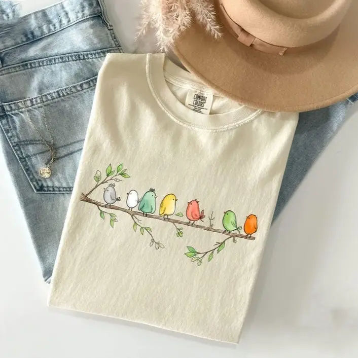 Comfort Colors Birdwatching TShirt, Easily Distracted By Birds, Cute Bird Tee, Bird Lover Gift, Birds On a Branch, Bird Watcher Gift