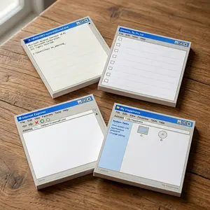 4 Packs Retro Computer Patterned Sticky Notes, 3x3 Inches, 50 Sheets Per Pack, Creative Office & School Notepad, Perfect Gift for Students & Teachers