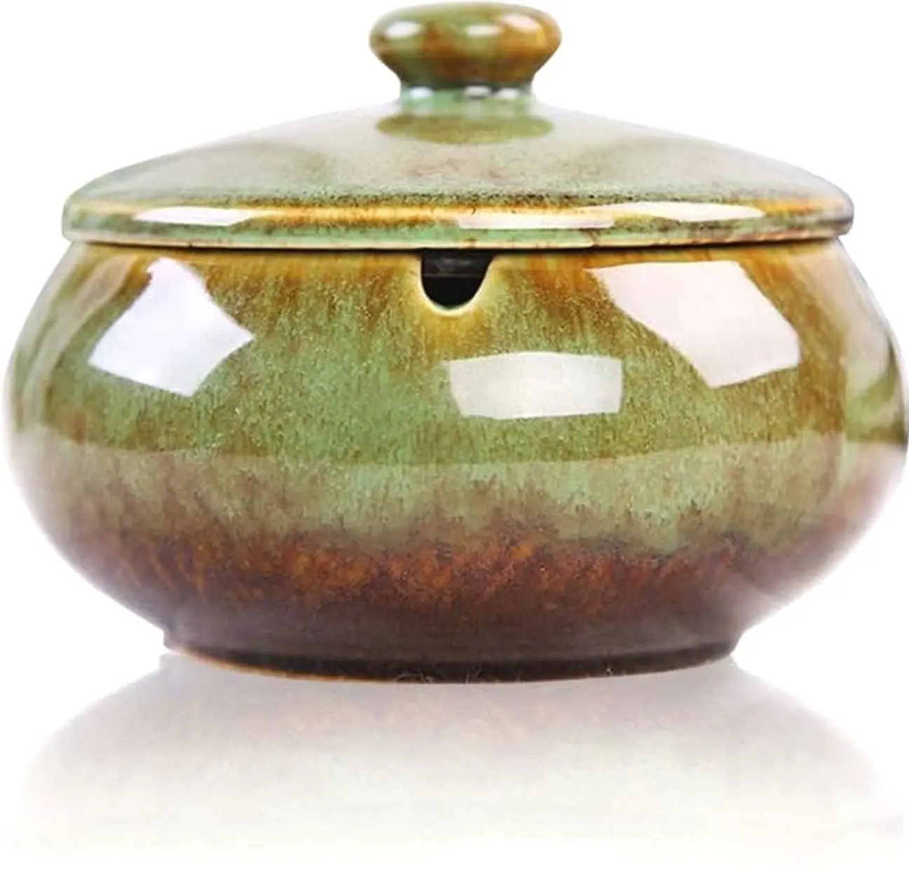 Ceramic Ashtray with Lids, Windproof, Cigarette Ashtray for Indoor or Outdoor Use，Ash Holder for Smokers,Desktop Smoking Ash Tray