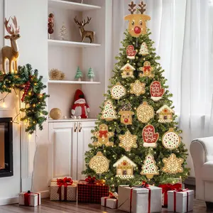 2/8 Pieces Christmas Tree Decorations Set, Gingerbread Style Plastic Hollow Board with Sticks, Easy to Use Holiday Ornaments