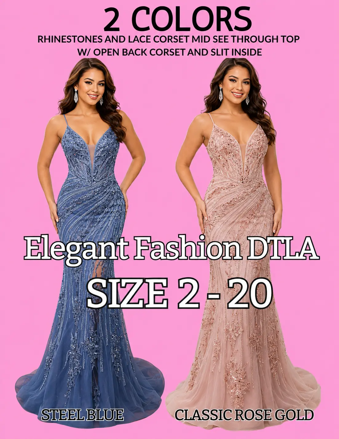 2 COLORS (SIZE 2-20)✨ Elegant Fashion✨EF168213