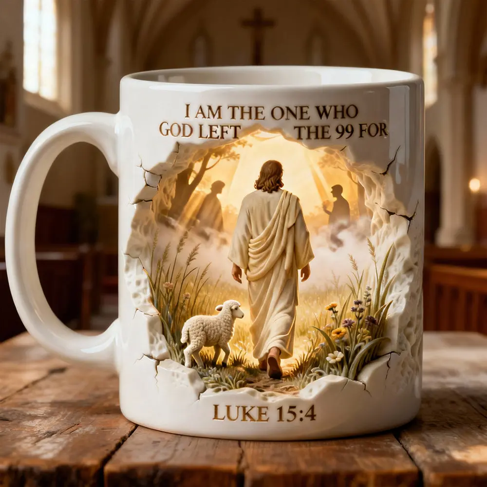 Jesus Coffee Mug, Christian Faith Coffee Mug, Luke 15 4 Bible Verse Tea Mug