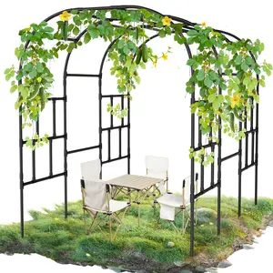 MOPHOTO Garden Arch Trellis, 87in H Tall Metal Garden Arbor Trellis for Climbing Plants Outdoor, Large Garden Archway for Lawn, Ceremony Wedding, Backyard Decoration
