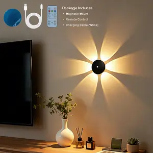 Floral Shadow LED Puck Lights with Remote, Motion Sensor Wall Sconce, 3 Color Modes Dimmable, Magnetic Wireless Night Light for Home Decor