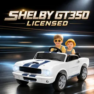 Ford Shelby GT350,24V Electric Car for Kids, Battery Powered Ride On Toy with Remote Control, Safety Belt, 2 Speeds, LED Lights, Kids Electric Vehicle for Christmas Birthday New Year Gifts