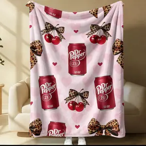 Dr Pepper printed pattern blanket, suitable for all seasons, suitable for beds, sofas, cars, room decorations, and gifts, suitable for children or adults