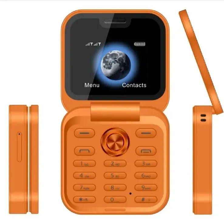 Foldable Screen 2G Mini Button Flip Mobile Phone - Multi-Language Durable Backup Device with Speaker Audio
