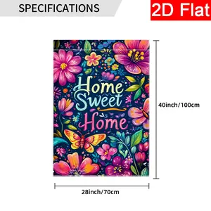 Floral Home Sweet Home Spring Garden Flag, Inspirational Vibrant Cheerful Touch Floral Graphics Double-Sided Yard Decoration, Outdoor Lawn Flag for Garden Ambiance, (jit)1pc