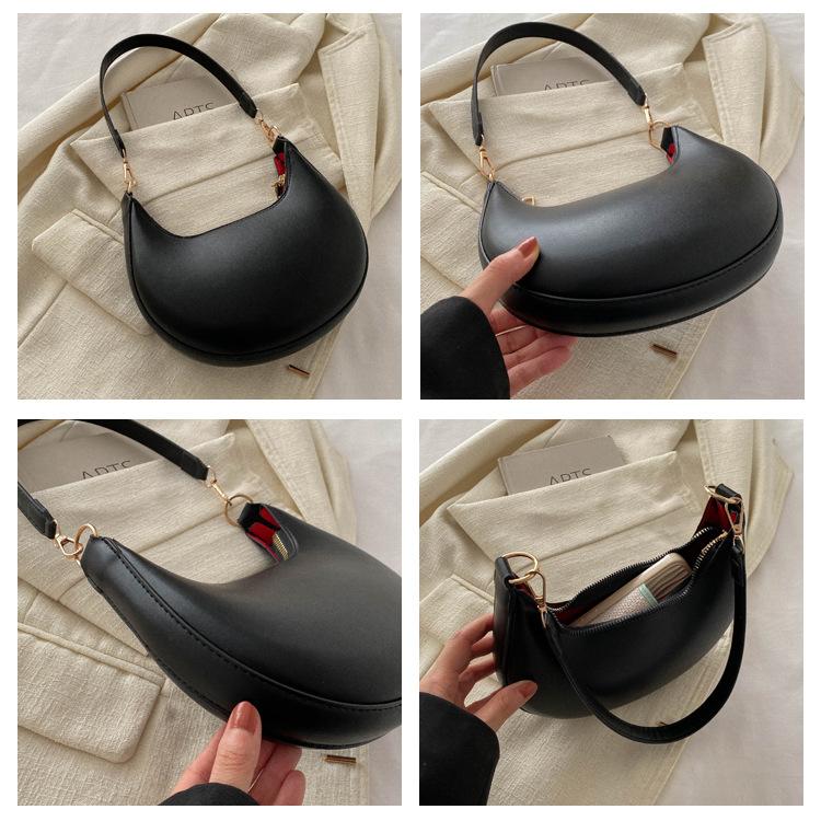 Women'S Fashionable Shoulder Bag, Crescent Bag, Scratch-Resistant And Wear-Resistant, Suitable for Shopping And Dating, Going Out for Parties, Commuting to Work,  Elegant, Simple, Casual And Cool Black Women'S Shoulder Bag