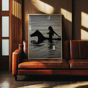 Western Poster, Retro Feminist Poster, Vintage Cowgirl Poster, Designer Wall Art, Horse/Coastal Cowgirl, Black/White