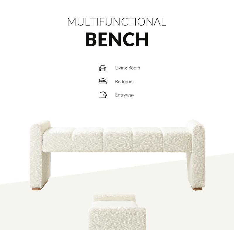 Hulala Jonas Contemporary Mudroom Bench with Unique Piano Key Accents, Sturdy Rubber Wood Legs, Thick Padded Cushion, Modern Design & Entryway Fit, Footstool Hulala Jonas Contemporary Mudroom Bench with Unique Piano Key Accents, Sturdy Rubber Wood Legs, Thick Padded Cushion, Modern Design & Entryway Fit, Footstool