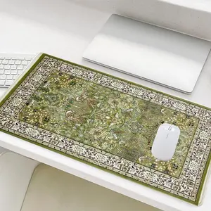 Floral Pattern Mouse Pad, Rectangle Gaming Mouse Pad, Non-Slip Rubber Base Stitched Edge Desk Pad for Laptop Desktop, Gaming Desk Accessory, Office Desk Accessories, Corporate Work Desk Accessories