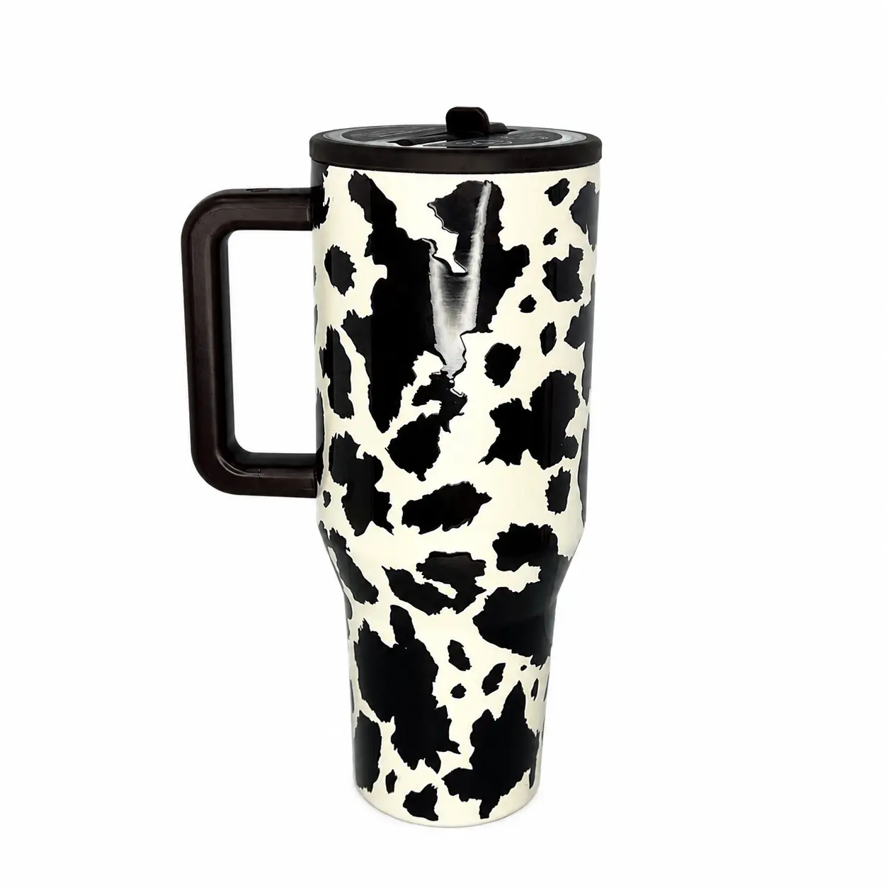 HydroJug 40 oz stainless steel insulated water bottle with handle and straw, cow print travel tumbler, leakproof double-wall bottle, BPA free, dishwasher safe, fits car cup holder, keeps drinks cold for up to 24 hours, tumbler gift, new arrival