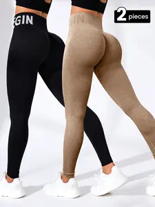 2-Pack High Stretch Yoga Pants, Wearable Shapewear, Sporty High-Waist Tight Bottoms, Activewear Bottoms, Fitness Long Trousers for Women, High Waisted Leggings, High Rise Leggings, Athletic Leggings, Fitness Training Leggings, Gym Workout Leggings