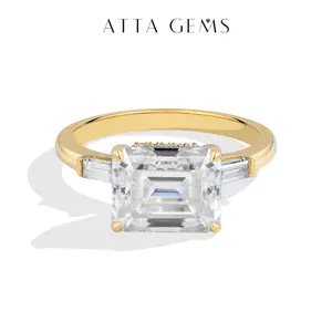4CT Octagon Cut Lab-Grown Moissanite Ring 925 Sterling Silver Baguette Side Stones For Women Elegant Promise Ring Engagement Anniversary Gift Jewelry R398 summerwins