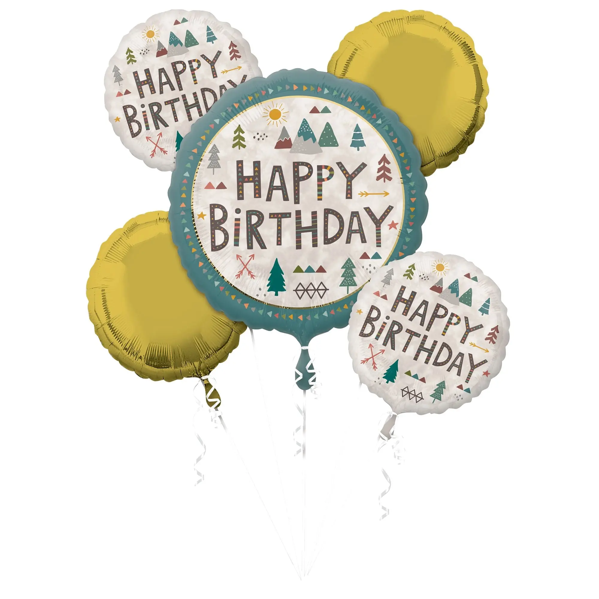 Wilderness Themed Birthday Foil Balloon Bouquet - 5 Piece Set Wilderness Themed Birthday Foil Balloon Bouquet - 5 Piece Set