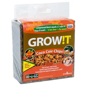 Hydrofarm GROW!T JSCC2 Organic Coco Coir Tropical Planting Mulch Chips, 2 Cu Ft Hydrofarm GROW!T JSCC2 Organic Coco Coir Tropical Planting Mulch Chips, 2 Cu Ft