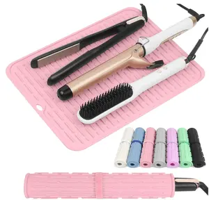 AMIJEAL Oversize Silicone Heat Resistant Mat for Hair Tools, Curling Iron Mat, Hot Tools Holder, Portable Flat Iron Hair Straightener Pad Cover for Travel Vanity Salon(14.2" x 11.0")