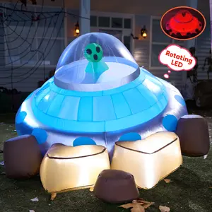 Joyfy 5Ft Halloween Inflatable UFO Alien Decorations,Blow Ups Crashing UFO Yard Decoration with Color Changing Lights for Inflatable Decor Outside