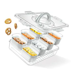 8-Compartment Snackle Box with Lid Charcuterie and Snack Container Divided Serving Tray Dishwasher Safe for Parties Picnics and Travel