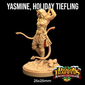 Yasmine Tiefling Christmas Advent Calendar | The Dragon Trappers Lodge |32mm Scale | Miniature TTRPG Mini DnD Dungeons Dragons Wargame