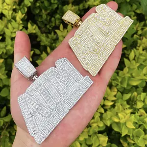 [ICE HUE]18K Gold Vacuum Plated Copper with 5A+ Sri Lanka Zircon ATM Letters Pendant with Necklace Miami Italy Mexico & Micro Inspired for Women & Men Luxury Jewelry,Daily Wear,Casual Fashion,Gift Idea,,Classic,Hip Hop,Simple,Sporty Style