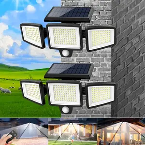 Solar Flood Lights Outdoor, Motion Sensor Lights, 3 Adjustable Heads Security Lights, IP65 Waterproof，Suitable for Yard, Garage, Porch, Pool,Garden,Barn,Patio,Mother's Day gift