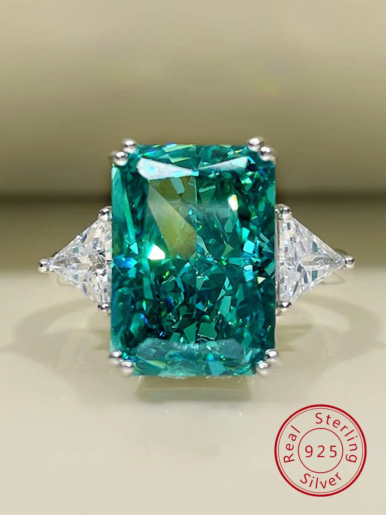 S925 Sterling Silver Fashion Square Shaped Artificial Zircon Decorated Ring, Luxury Jewelry for Women, Trendy All-match & Exquisite Jewelry for Birthd