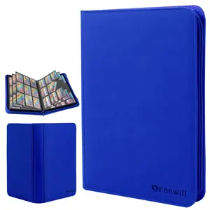 9 Pocket Card Binder for Trading Cards Holds 360 Cards Side Loading PU Leather Binder for Pkmn Sports & MTG Cards