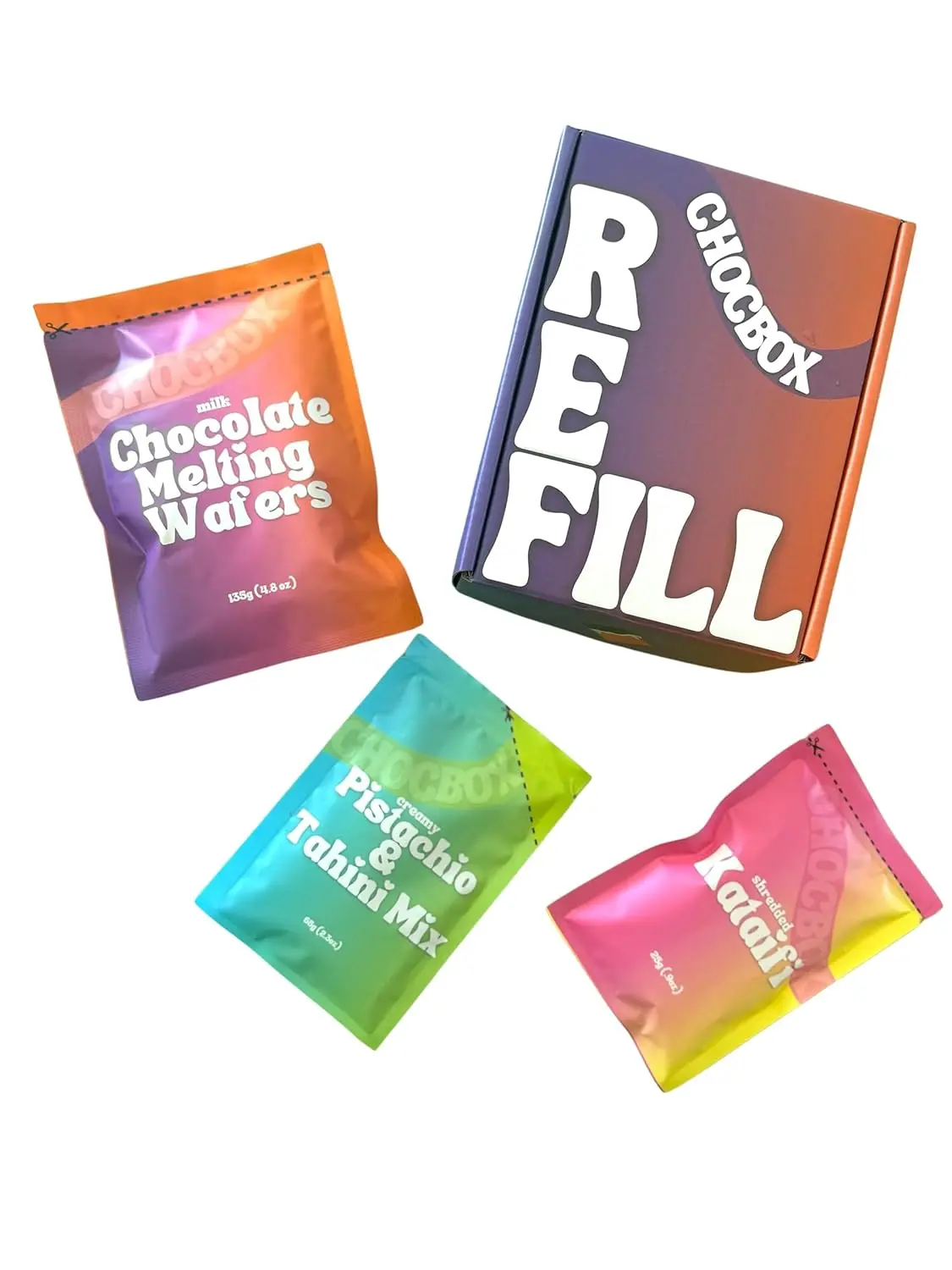 Chocbox Viral Dubai Chocolate-Bar REFILL KIT - Choc Wafers, Shredded Kataifi, Pistachio Cream - DIY Gift Box Dubai Kit - Great Gift for Choco Lovers (1 Pack, Milk Chocolate)
