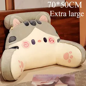 70×50cm Headboard Pillow with Cartoon Pattern, Multi-Purpose Sofa Cushion, Comfortable Dormitory Reading Pillow, Ergonomic Pregnancy Support Cushion, Cozy Back Support Pillow for Bedroom & Relaxation, Ideal Cozy Home Accessory for Spring Room Makeover