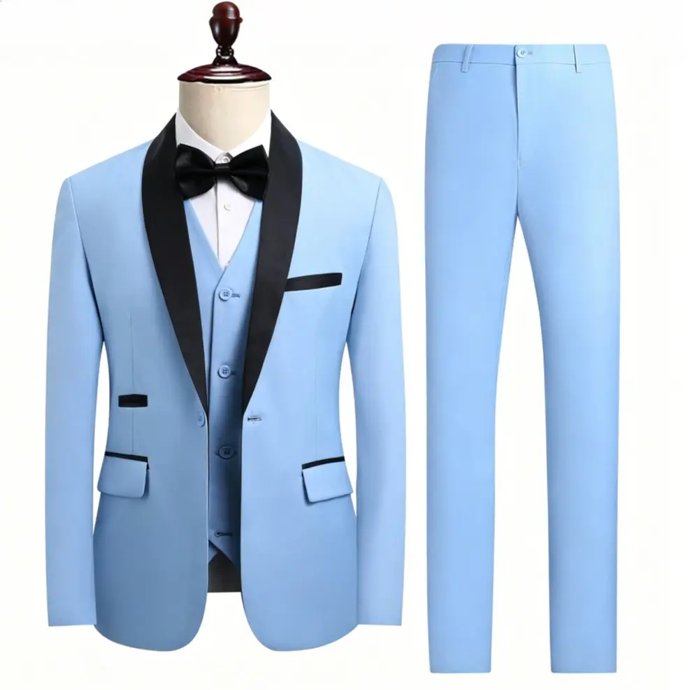 Light Blue Blazer + Vest + Pants