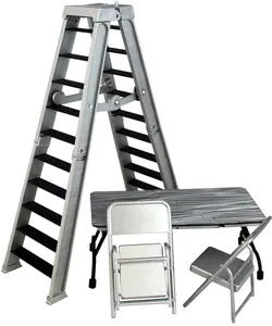 Ultimate Ladder & Table Playset (Silver) - Ringside Exclusive Ringside Collectibles Wrestling Action Figure Accessories