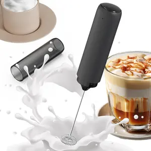 Frother,Milk Frother, Electric Whisk Foam Maker,Hand-held charging milk foam machine manual mixer suitable for lattes, cappuccinos, matcha, eggs, have protective cover,black