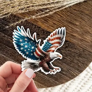 Patriotic Eagle Stickers, Eagle and American Flag Animal Decals, water bottle book Stickers, Waterproof Laptop Sticker