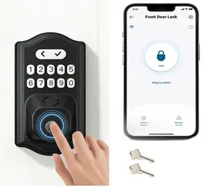 Keyless Entry Door Lock with Keypad - Smart Deadbolt for Front Door with 2 Keys - Auto Lock - Easy Installation Anti-Theft Fingerprint Door Lock digital thumbprint door knob bedroom bluetooth biometric room office handle home g code one-touch electronic