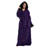 Msrlassn Cozy Soft Bathrobe Flannel Lined Hooded Robe for Women, Thickened Long Sleeve Pyjamas Cute Print Home Loungewear Sleepwear, Halloween & Christmas Gift