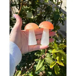 Selenite Mushroom Carving – Handcrafted Crystal for Energy Cleansing, Decor & Spiritual Healing