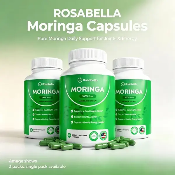 3 Pack of Rosabella Moringa Capsules (800mg) for Immune Support, Gut Health & Vitamins